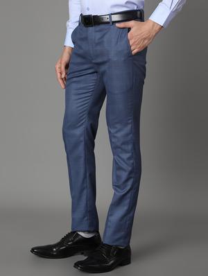 blue checkered flat front formal trouser - 17488120 - Standard Image - 2