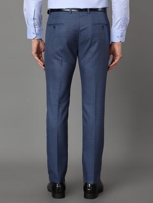 blue checkered flat front formal trouser - 17488120 - Standard Image - 3