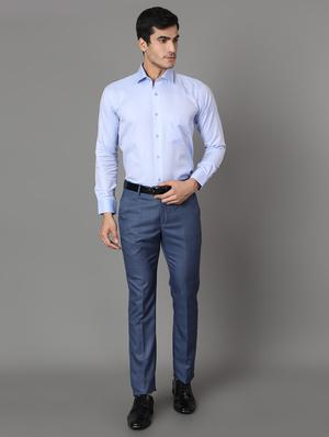 blue checkered flat front formal trouser - 17488120 - Standard Image - 4