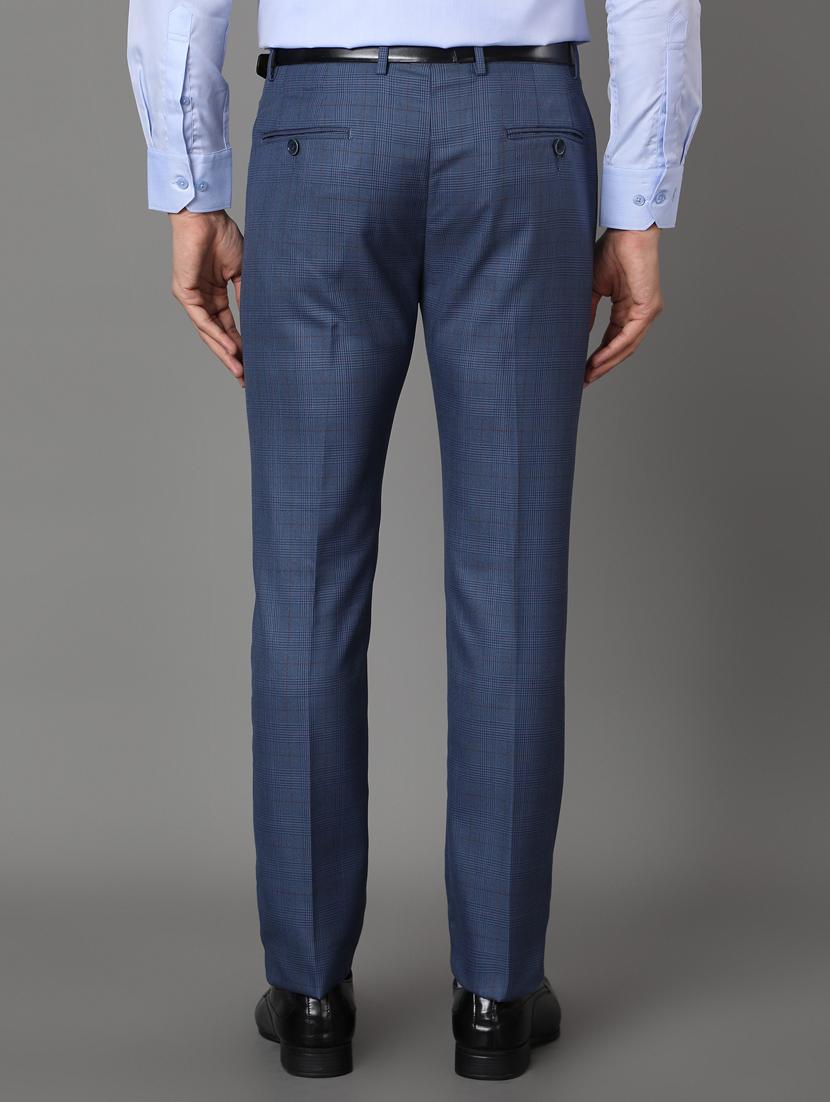 blue checkered flat front formal trouser - 17488120 - Zoom Image - 3