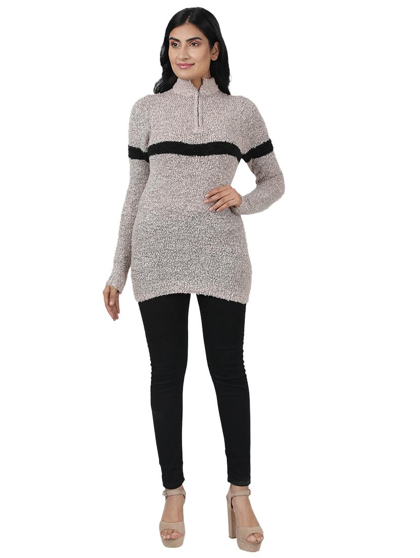 stand collar contrast detail pullover - 17488124 - Zoom Image - 4