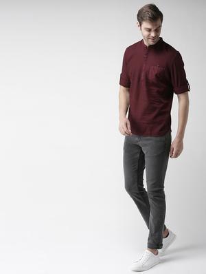 maroon solid short kurtas - 17488706 - Standard Image - 5