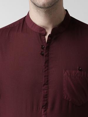 maroon solid short kurtas - 17488706 - Standard Image - 6