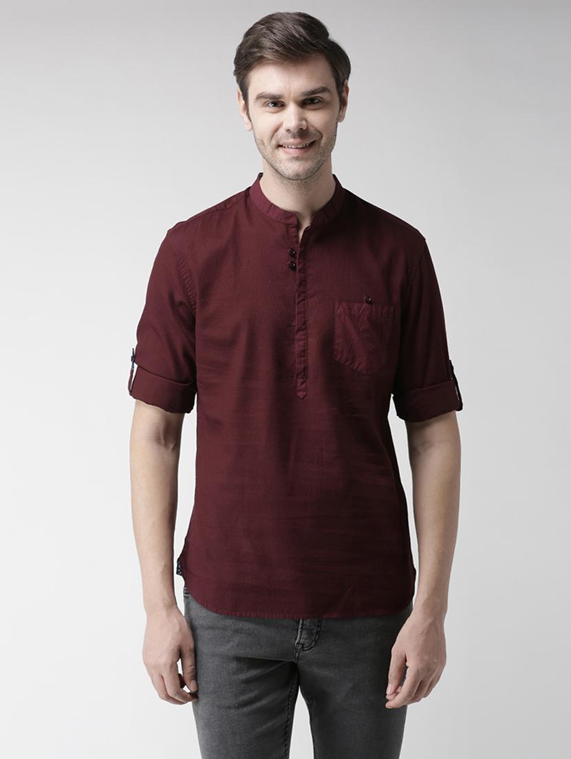 maroon solid short kurtas - 17488706 - Zoom Image - 1
