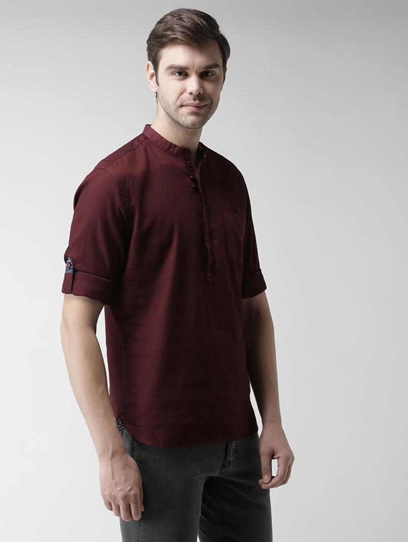 maroon solid short kurtas - 17488706 - Zoom Image - 3