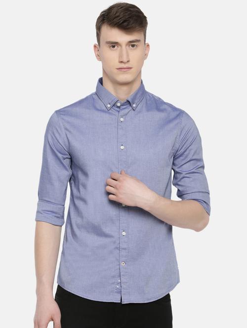 blue solid casual shirt - 17488716 - Very Small Image - 1