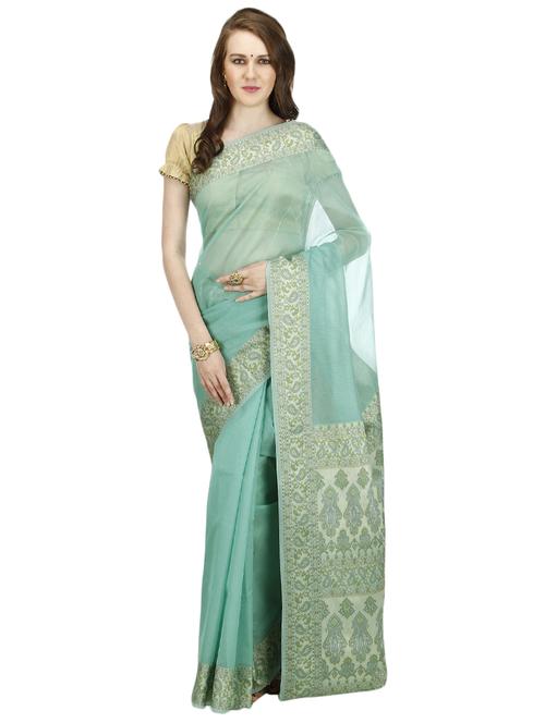 self design banarasi saree with blouse - 17488866 - Very Small Image - 1
