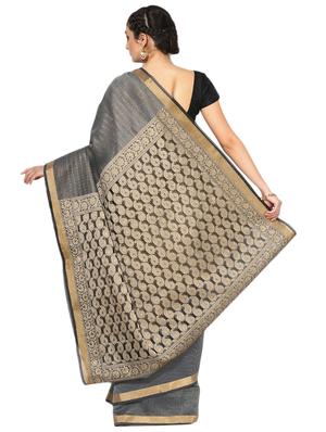 solid bordered banarasi saree with blouse - 17488871 - Standard Image - 2