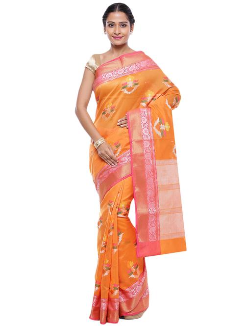 self design banarasi saree with blouse - 17488928 - Very Small Image - 1