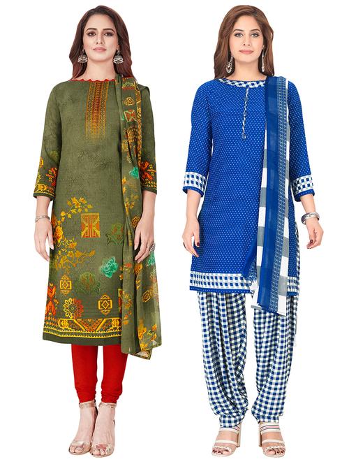 multi colored synthetic suit combos unstitched - 17489097 - Very Small Image - 1