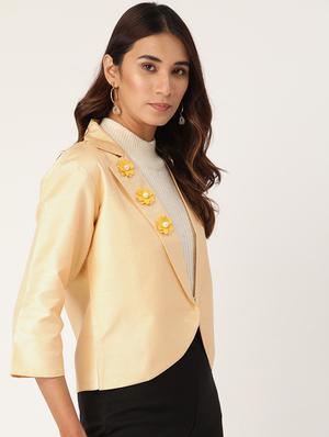 lapel neck solid blazer - 17490458 - Standard Image - 2