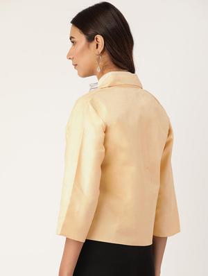 lapel neck solid blazer - 17490458 - Standard Image - 3