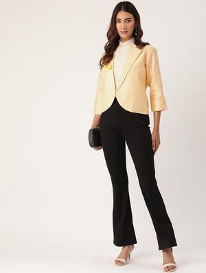 lapel neck solid blazer - 17490458 - Standard Image - 4