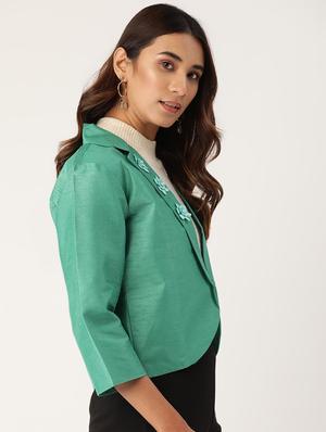 lapel neck solid blazer - 17490459 - Standard Image - 2