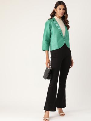 lapel neck solid blazer - 17490459 - Standard Image - 4