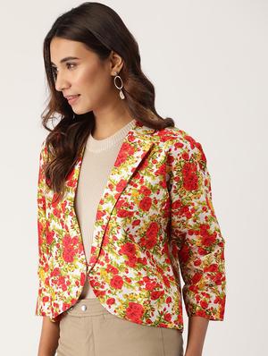 hook closure floral blazer - 17490460 - Standard Image - 2