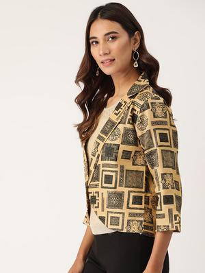 hook closure printed blazer - 17490461 - Standard Image - 2