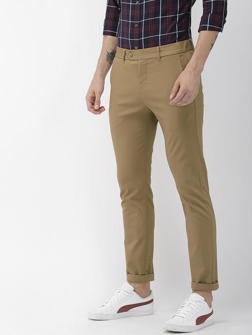 khaki solid chinos - 17492423 - Standard Image - 1