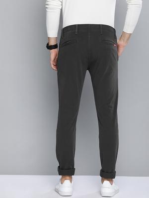 grey solid flat front casual trouser - 17492459 - Standard Image - 2