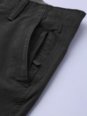 grey solid flat front casual trouser - 17492459 - Standard Image - 5