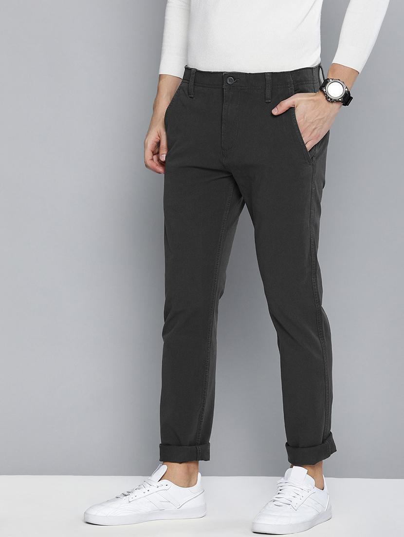 grey solid flat front casual trouser - 17492459 - Zoom Image - 1