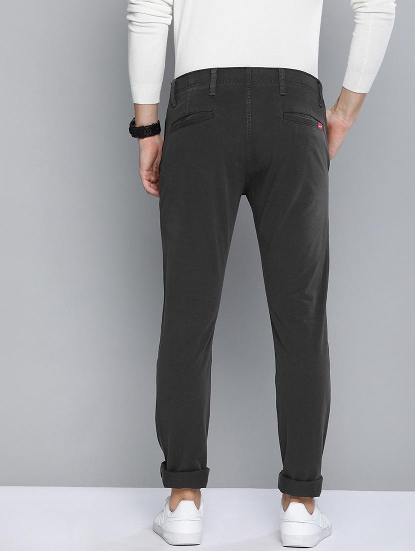 grey solid flat front casual trouser - 17492459 - Zoom Image - 2