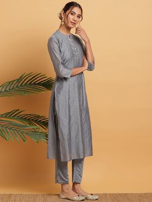 jacquard kurta pant set - 17492533 - Standard Image - 2