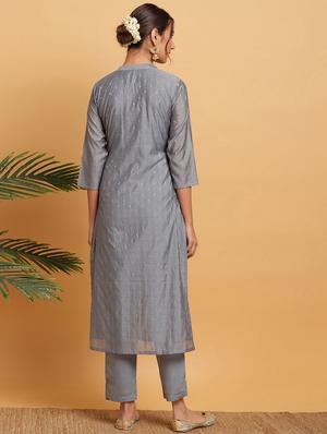 jacquard kurta pant set - 17492533 - Standard Image - 3