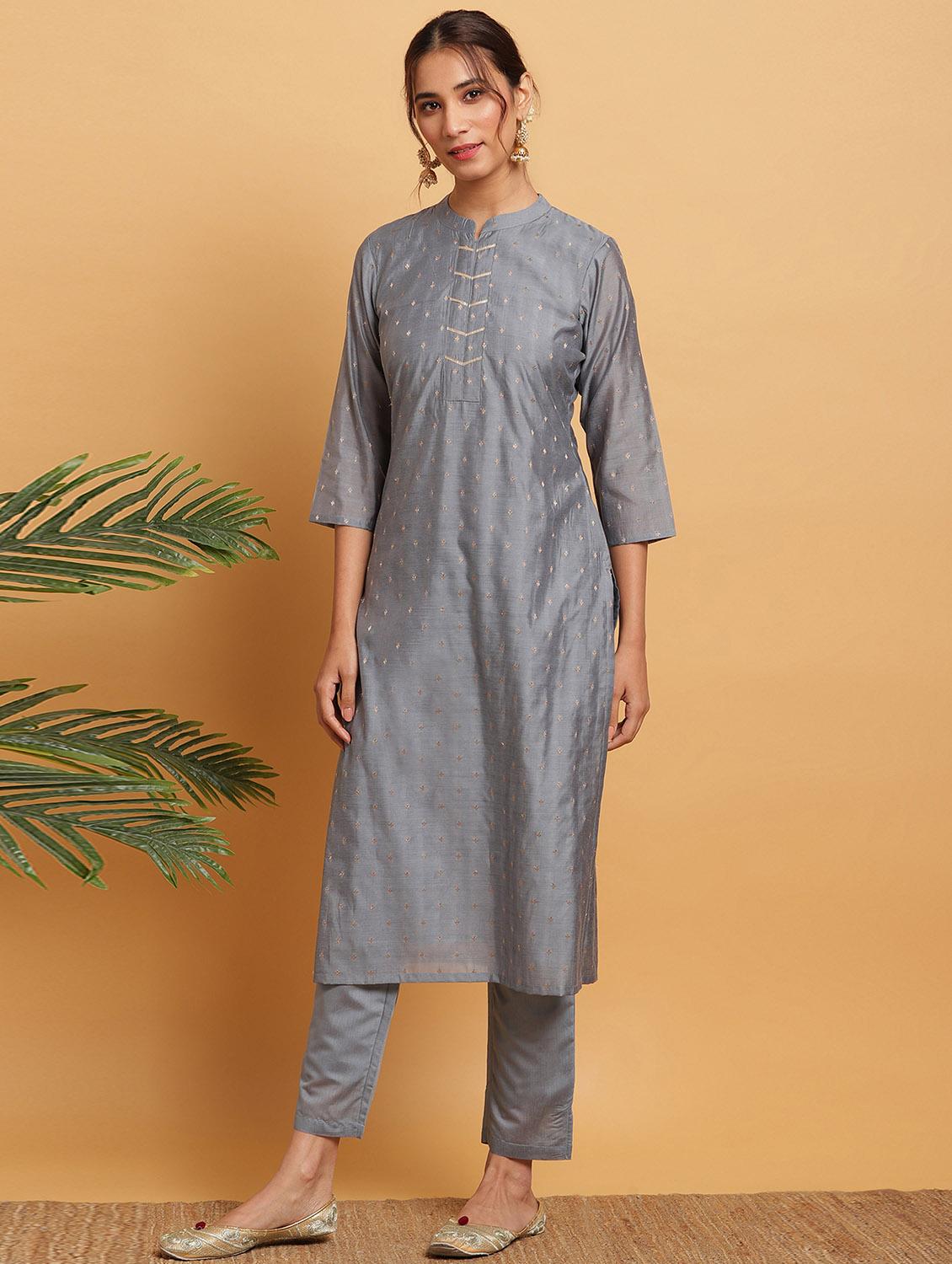 jacquard kurta pant set - 17492533 - Zoom Image - 1
