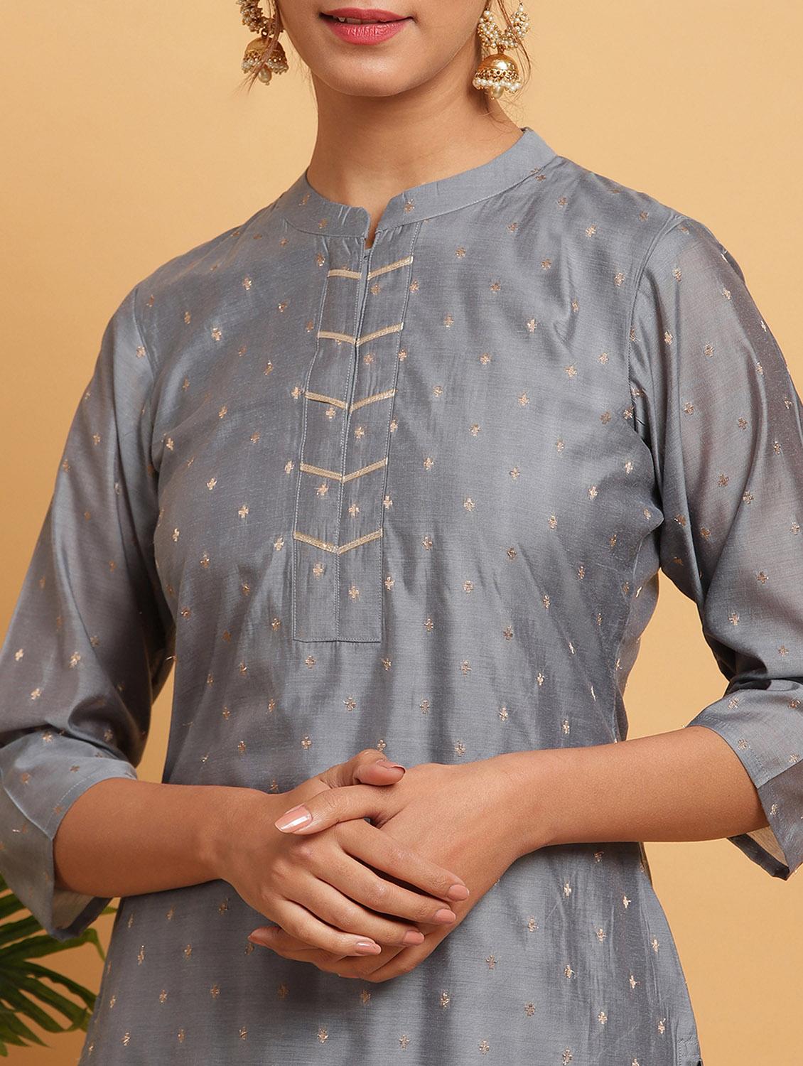 jacquard kurta pant set - 17492533 - Zoom Image - 5