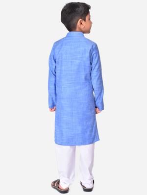 blue linen@cotton linen kurta sets - 17492862 - Standard Image - 2