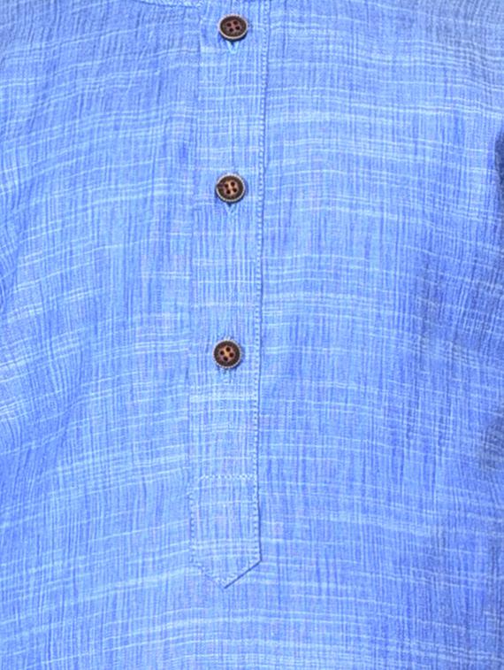 blue linen@cotton linen kurta sets - 17492862 - Zoom Image - 3