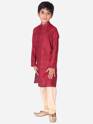 red cotton linen kurta sets - 17492863 - Standard Image - 2