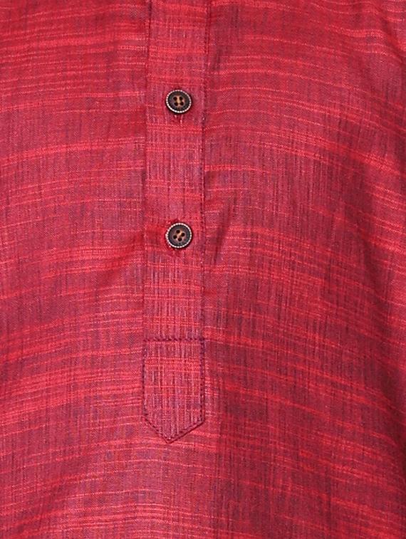 red cotton linen kurta sets - 17492863 - Zoom Image - 4