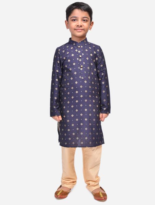 navy blue cotton linen kurta sets - 17492888 - Standard Image - 1