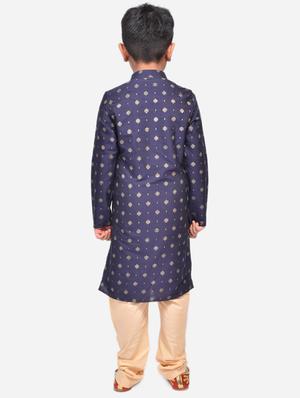 navy blue cotton linen kurta sets - 17492888 - Standard Image - 3