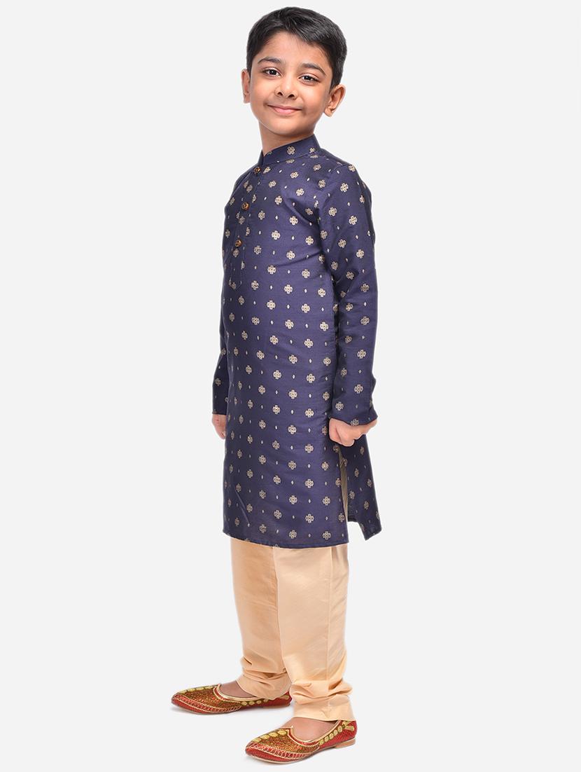 navy blue cotton linen kurta sets - 17492888 - Zoom Image - 2
