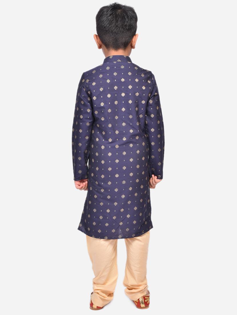 navy blue cotton linen kurta sets - 17492888 - Zoom Image - 3