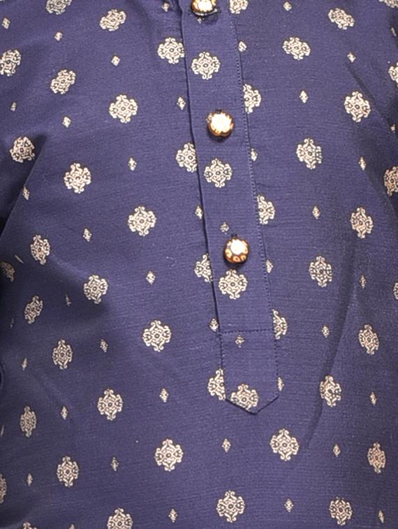 navy blue cotton linen kurta sets - 17492888 - Zoom Image - 5