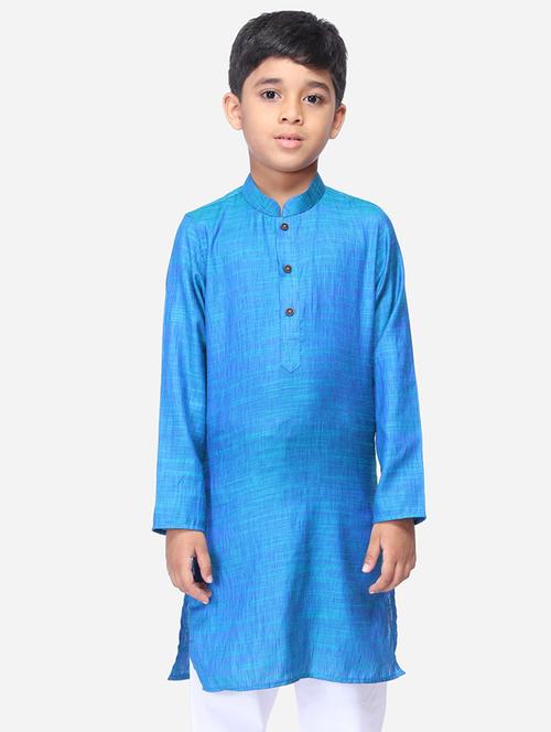 navy blue cotton linen kurta sets - 17492890 - Standard Image - 1