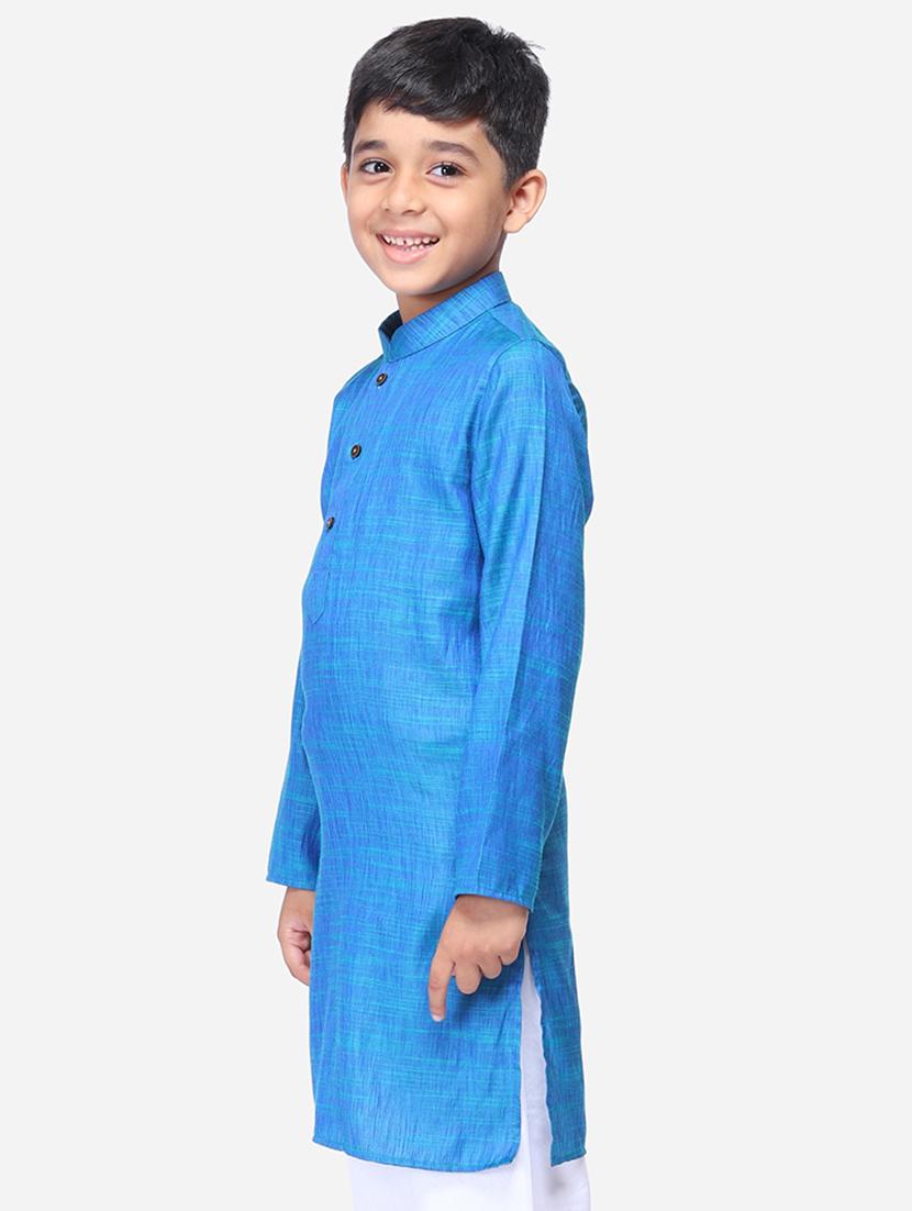 navy blue cotton linen kurta sets - 17492890 - Zoom Image - 2
