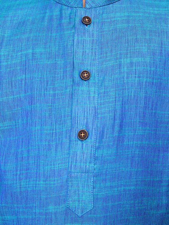navy blue cotton linen kurta sets - 17492890 - Zoom Image - 4