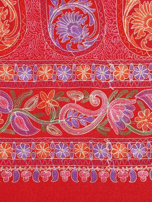 red wool embroidered shawl - 17493012 - Standard Image - 4