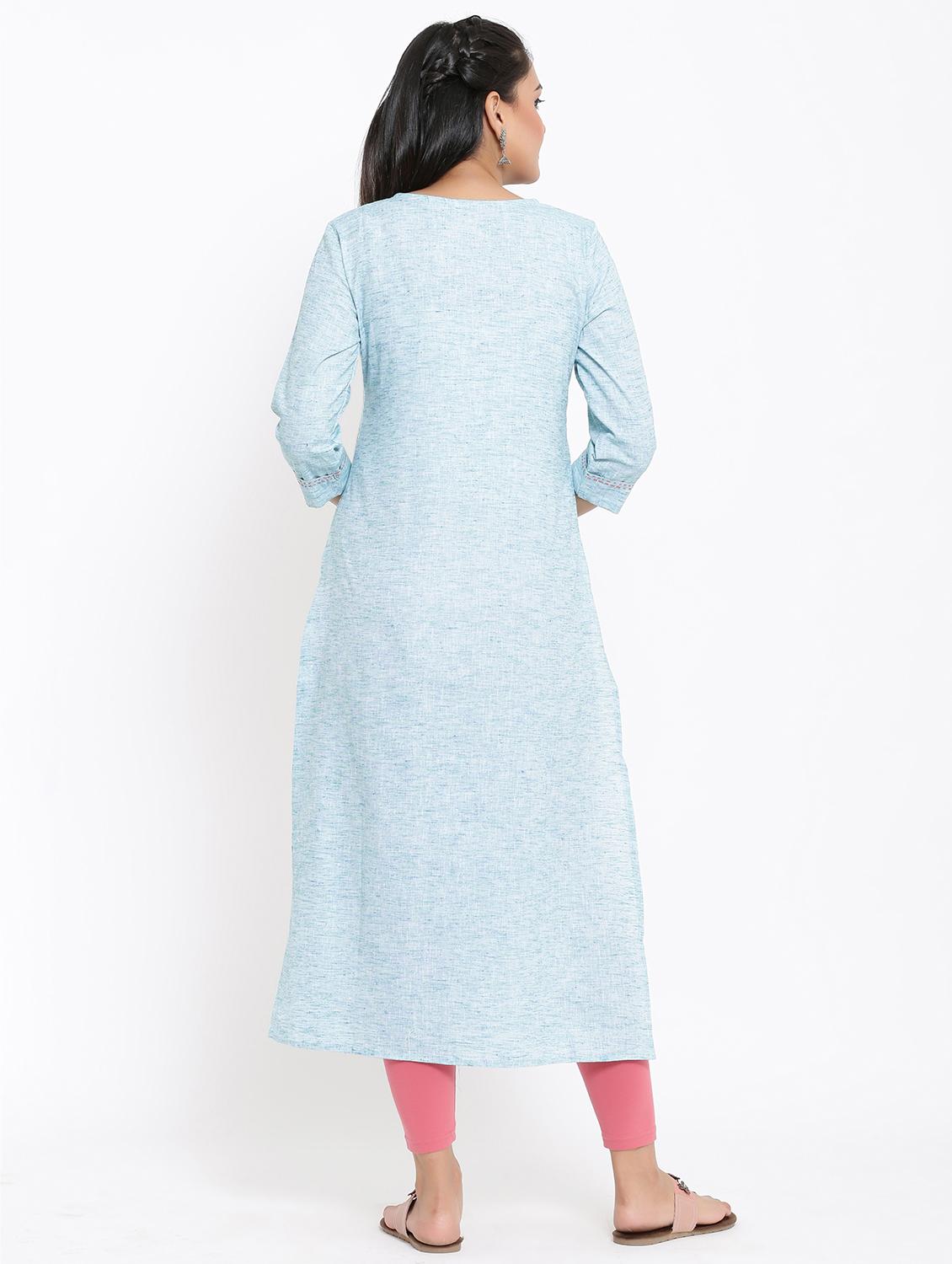 embroidered straight kurta - 17493029 - Zoom Image - 3