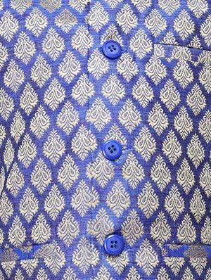 blue silk blend nehru jacket - 17493144 - Standard Image - 4