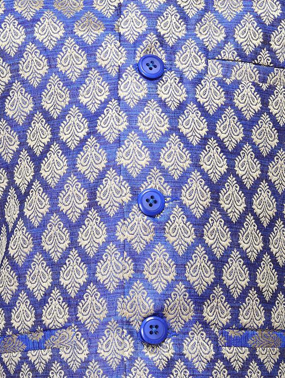 blue silk blend nehru jacket - 17493144 - Zoom Image - 4