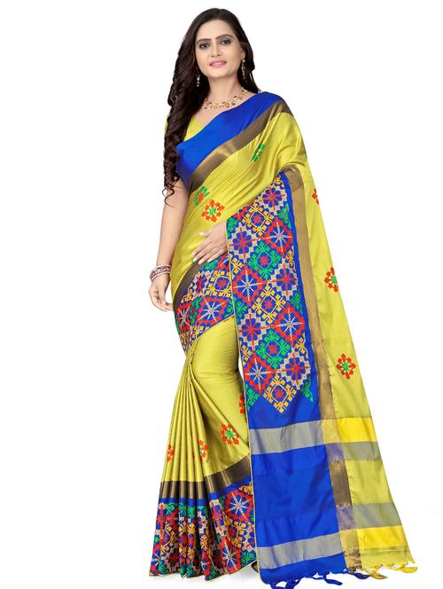 bordered embroidered saree with blouse - 17493155 - Standard Image - 1