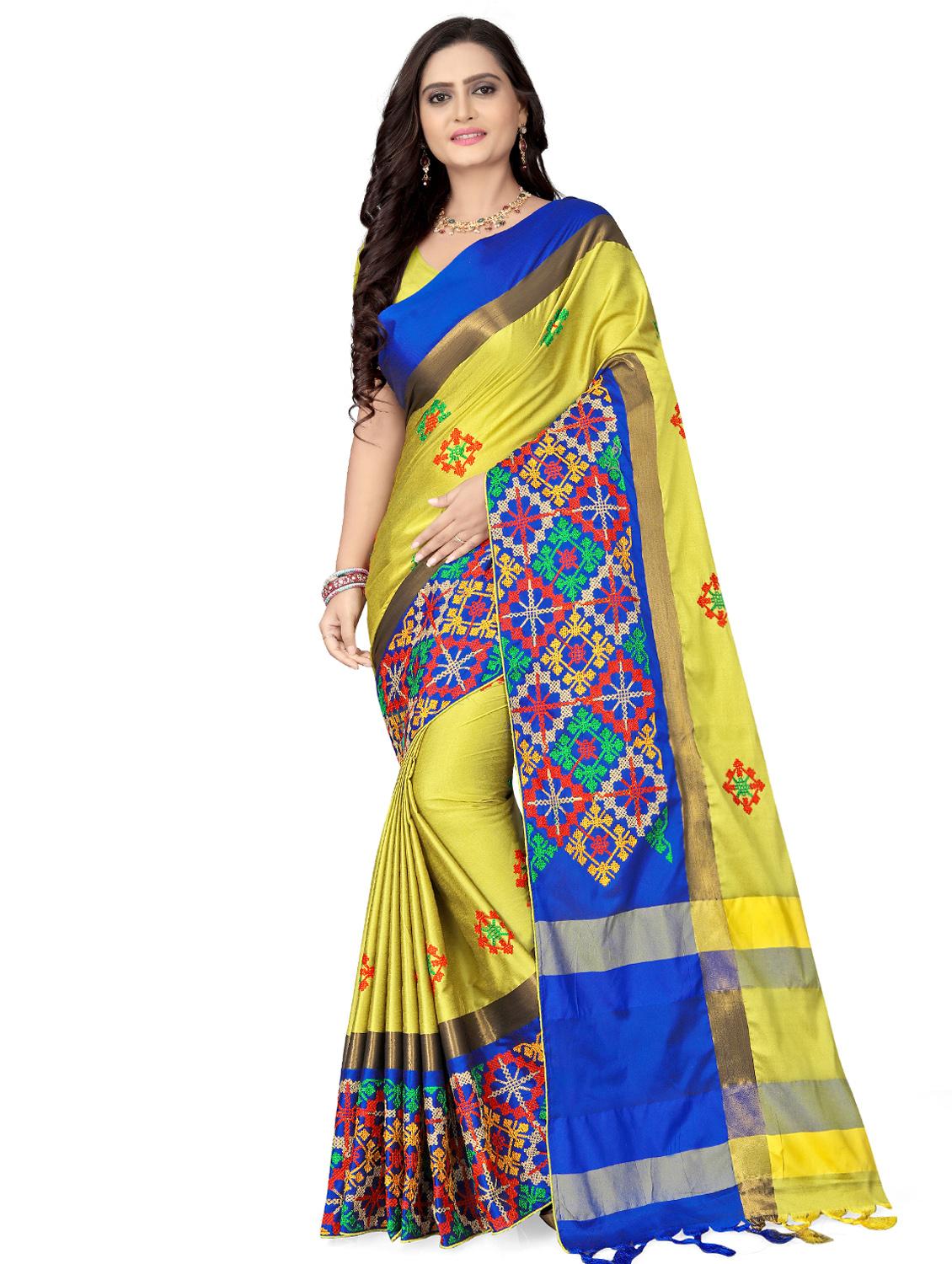 bordered embroidered saree with blouse - 17493155 - Zoom Image - 1