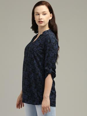 mandarin neck floral top - 17493184 - Standard Image - 2