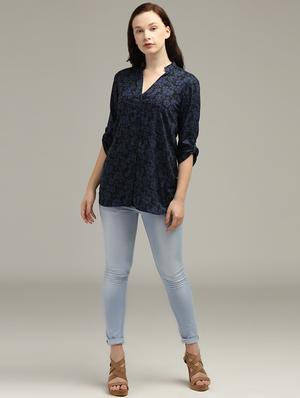 mandarin neck floral top - 17493184 - Standard Image - 4
